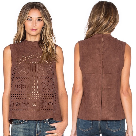 Tularosa Tops - NEW Tularosa Elliot Laser Cut Faux Suede Top